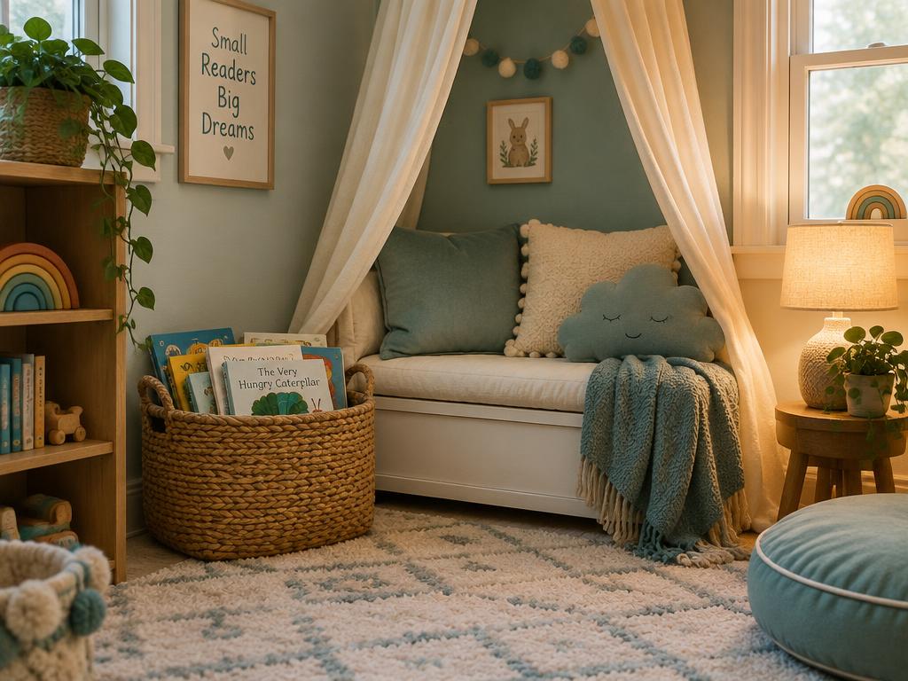 The cozy reading nook at Bright Beginnings